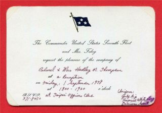 Formal Invitation From The Commander,  United States 7th Fleet In China Rare