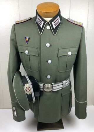 Rare Early East German Ddr Stasi Dark Collar Parade Dress Uniform Belt Visor