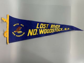 Vintage Pennant Felt Souvenir Lost River North Woodstock,  Nh 26.  5 "