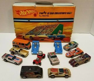 1967 Hot Wheels Pop Up Case With 12 Cars Including Redlines 1960s 1970s Mattel