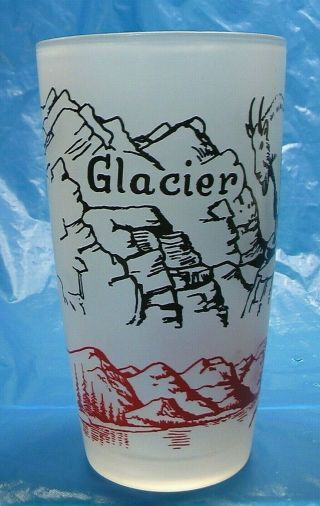 Montana Souvenir Glacier National Park Bighorn Sheep Old Vintage Drinking Glass