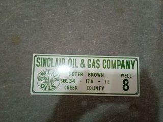 Porcelain Sinclair Oil & Gas Company Enamel Sign Size 12 " X 4.  5 " Inches