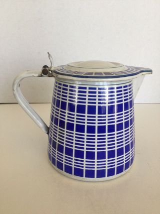 Vintage French B.  B.  Depose Blue & White Graniteware Coffee/tea Pot