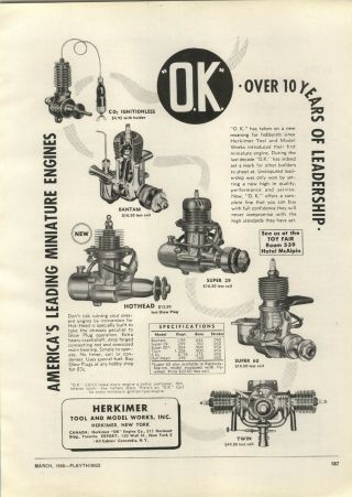 1948 Paper Ad Herkimer Ok Gas Gasoline Model Airplane Motors Twin Engine