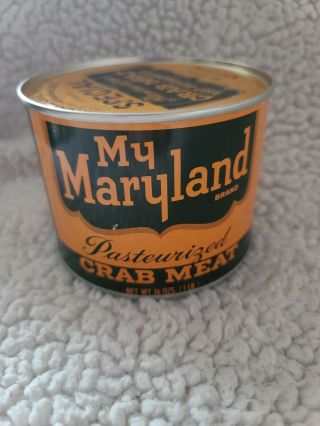 My Maryland Brand 1 Pound Crab Meat Tin Can Not Oyster Crisfield,  Md