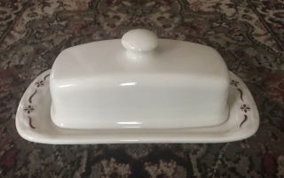Longaberger Pottery Red Woven Traditions Butter Dish