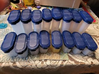 16 - Vintage Tupperware Modular Mates Spice Containers Blue Lids