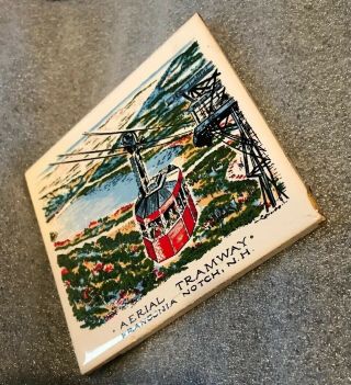 Vintage Souvenir Tile - Aerial Tramway - Franconia Notch,  Nh,  Lhc - Made In Japan