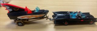 Corgi Batmobile With 2 Figures And Boat With Trailer