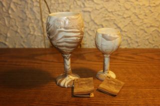 Mount St Helens Ash Ware Goblet Goblets Ceramic Cougar,  Wa Stem Ware