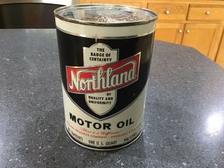 Vintage Northland Composite 1 Quart Motor Oil Can.  Full Can
