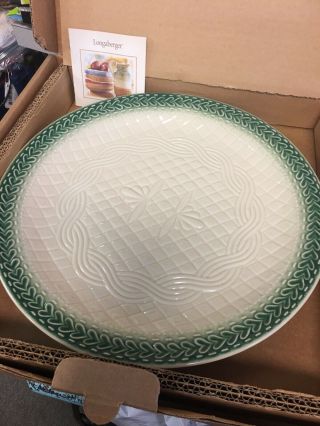 Longaberger Pottery American Craft Originals Platter Ivy Green Trim Euc 14 Inch