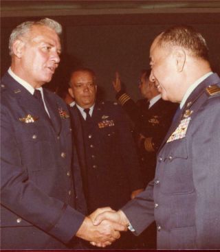 Colonel Hadley N.  Thompson And Gen.  Wu Yueh Sharing Sincere Wishes Rare