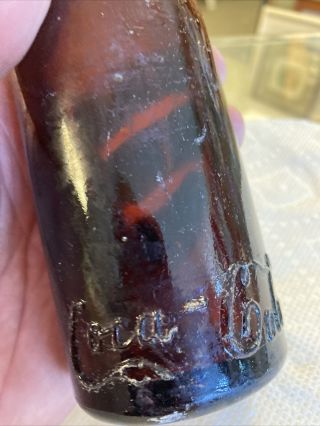 Coca - Cola Coke Amber Script Straight Side Bottle Nashville TN Tennessee Damage 2