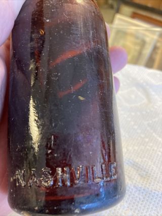 Coca - Cola Coke Amber Script Straight Side Bottle Nashville TN Tennessee Damage 3