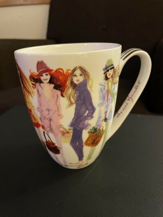 Rare Henri Bendel Fashion Girls Bone China Large Coffee Mug Cup