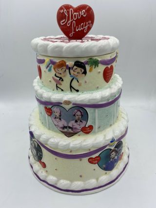 I Love Lucy Ceramic Cake Cookie Jar Ricky Ethel 50th Anniversary Vandor