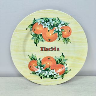 Vintage Florida Plate Souvenir Oranges Plastic Wall Decor Kitchen Retro Tropical