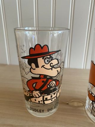VTG PEPSI 5” Collectors Glasses Set Of 3 Rocky Bullwinkle & Dudley Do Right 3