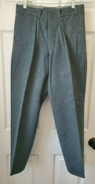 Vintage Swiss Army Military Nos Wool Dress Pants Trousers - 29 " Waist/27 " Inseam
