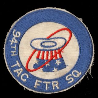 Usaf Military Patch - 94th Tac Ftr Sq Tactical Fighter Squadron - Uncle Sam Hat.