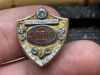 Sohio Petroleum 10k Gold 4.  1 Grams 8 Diamond Large Very Rare Service Award Pin.