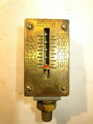 Antique Schrader & Son Brooklyn,  Ny Steam Boiler Thermometer Brass & Steel 9114