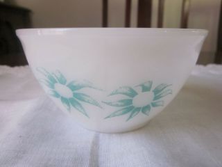 Retro Agee Pyrex Turquoise Flowers 1989 Small Bowl