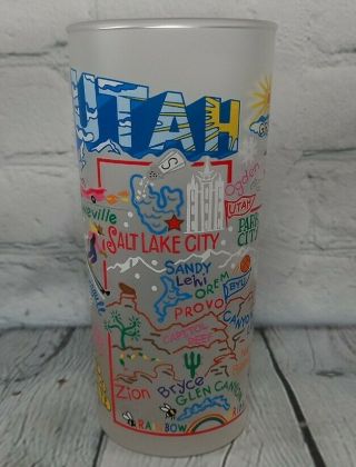 State Of Utah Souvenir Frosted Drink Glass Cup By Cat Studio 2013
