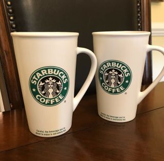 Set Of 2 Starbucks Tall Coffee Mugs,  18 Oz,  Mermaid Logo