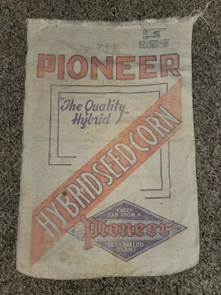 Vintage Pioneer Hybrid Seed Corn Cloth Sack Bag 342 Mr - Farm Feed Advertising