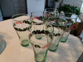 Set Of 6 Coca - Cola Holiday Christmas Drinking Glasses