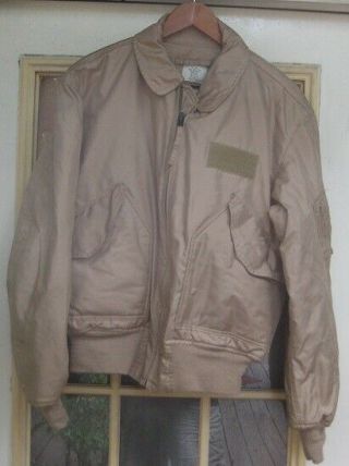 Us Military Cwu - 45/p Cold Weather Flyers Flight Jacket Desert Tan Size Large