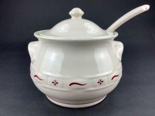 Longaberger Woven Traditions Traditional Red Large Soup Tureen & Ladle