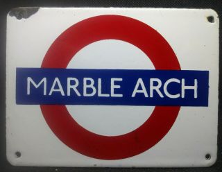 Small London Underground Enamel Sign By Garnier & Co.  Ltd.  (marble Arch)