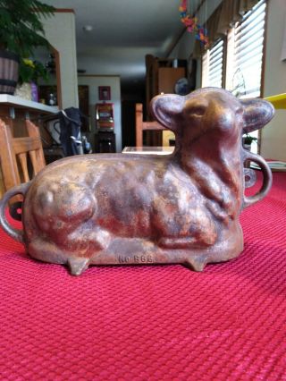 Vintage Griswold Easter Lamb Cast Iron Cake Mold 866