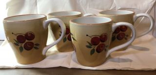 Set Of 4 Longaberger Pottery Napa Orchard Mugs 31993 - B