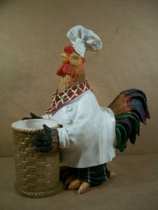 Vintage " Rooster Chef " Kitchen Utensil Holder 12 " Tall