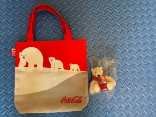 Coca - Cola Polar Bears Family Recycled Canvas Tote & Mini Polar Bear Plush