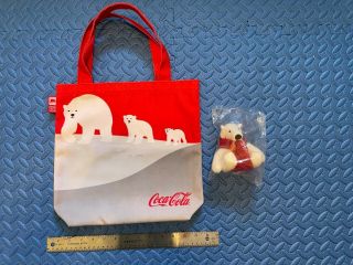 Coca - Cola Polar Bears Family Recycled Canvas Tote & Mini Polar Bear Plush 2