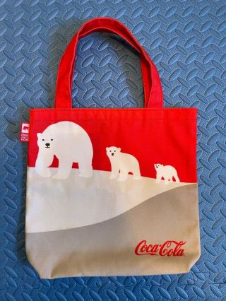 Coca - Cola Polar Bears Family Recycled Canvas Tote & Mini Polar Bear Plush 3