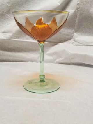 Vintage Theresienthal Enameled Stem Glass