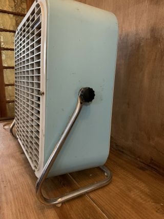 Vintage Ge Windsor 14” Metal Box Fan Tilt Stand Model C - 122 Blue 2 Speed Mcm Htf