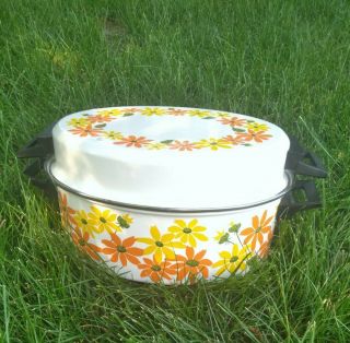 Ecko Country Garden Italy,  Porcelain Clad Cookware Dutch Oven,  Lid 10 Inch X 5