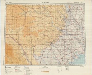 Russian Soviet Military Topographic Map - San Antonio (usa,  Texas) 1:1m,  Ed.  1950