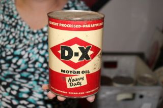 D - X Dx Heavy Duty Motor Oil 1 Quart Metal Can Gas Station Sign