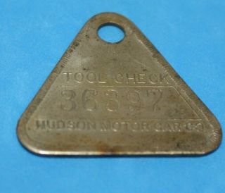 Vintage Hudson Motor Car Co.  Tool Check Key Chain Tag 36397
