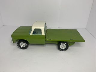 1970s Nylint Farms Pressed Steel Green Chevy Flatbed Truck