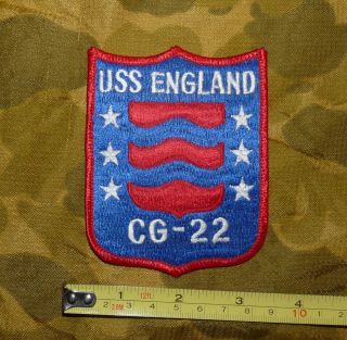 Vintage Us Navy Uss England Cg - 22 Guided Missile Cruiser Embroidered Patch