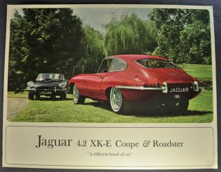 1965 - 1966 Jaguar 4.  2 Xk - E Coupe Roadster Sales Brochure Sheet